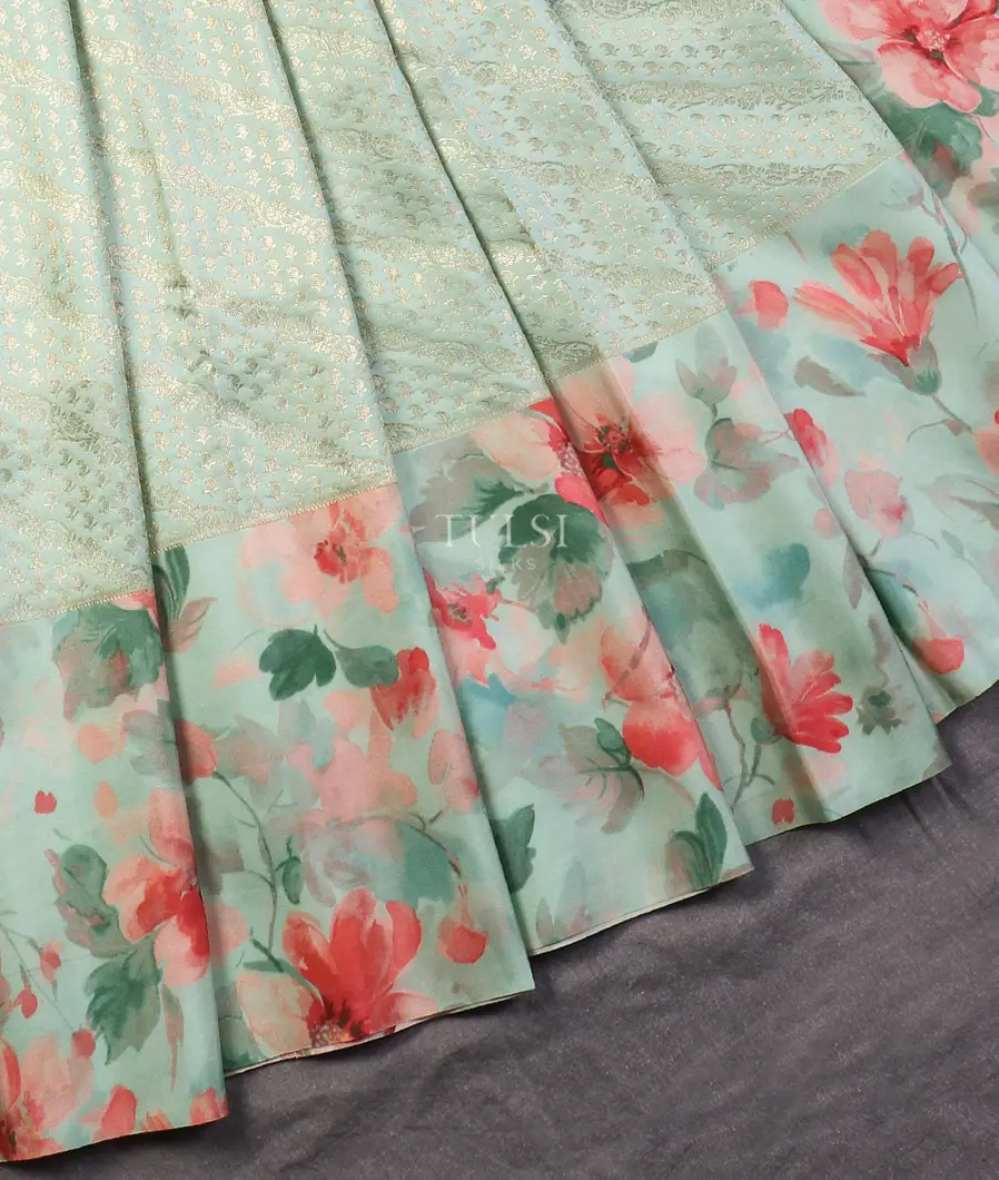 Blue Printed Kanjivaram Silk Saree T5653515