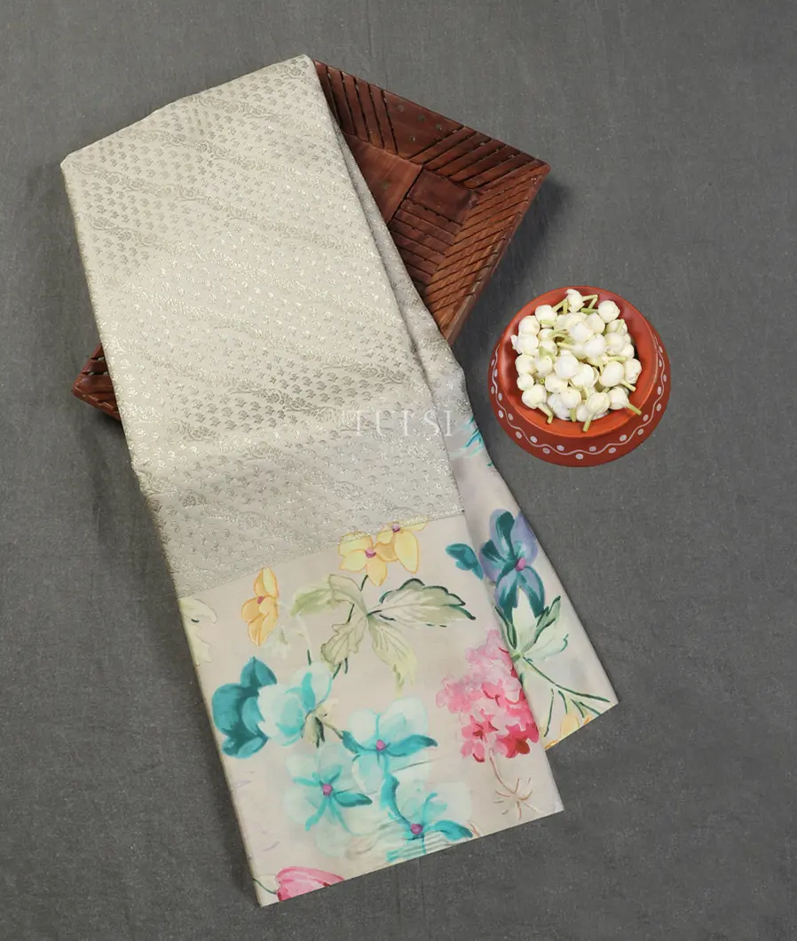 Grey Printed Kanjivaram Silk Saree T565352-image