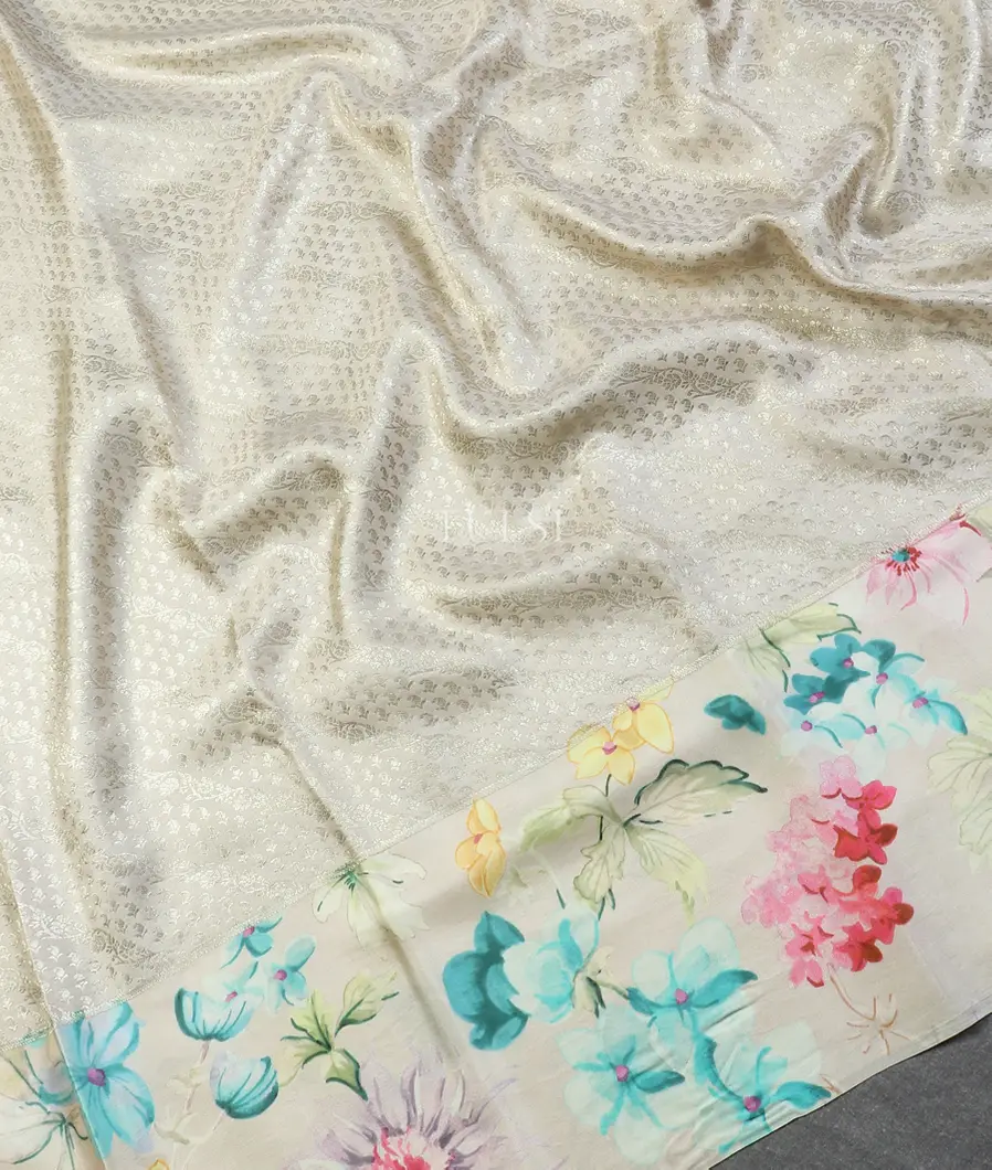 Grey Printed Kanjivaram Silk Saree T5653524