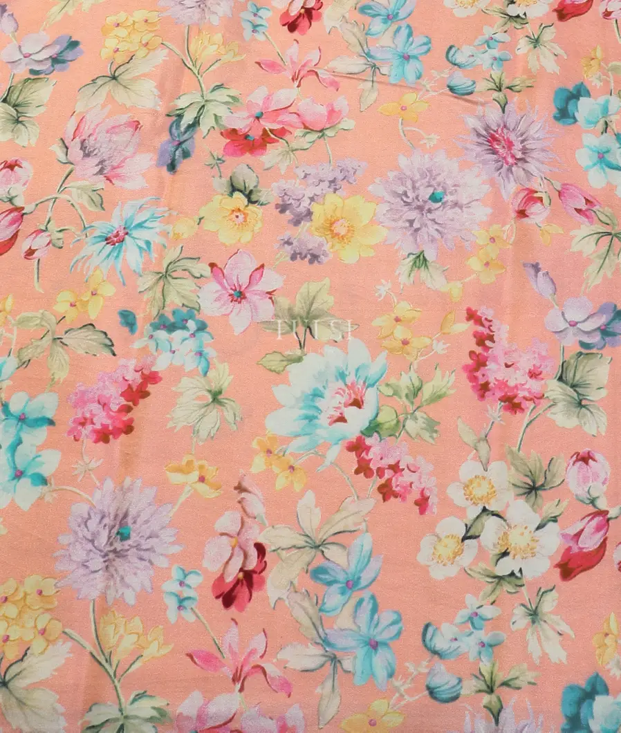 Peach Printed Kanjivaram Silk Saree T5653453