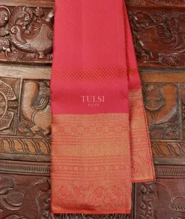 Pinkish Orange Kanjivaram Silk Saree T3616891