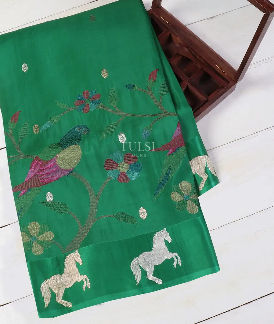 Green Banaras Kora Silk Saree T565326-image