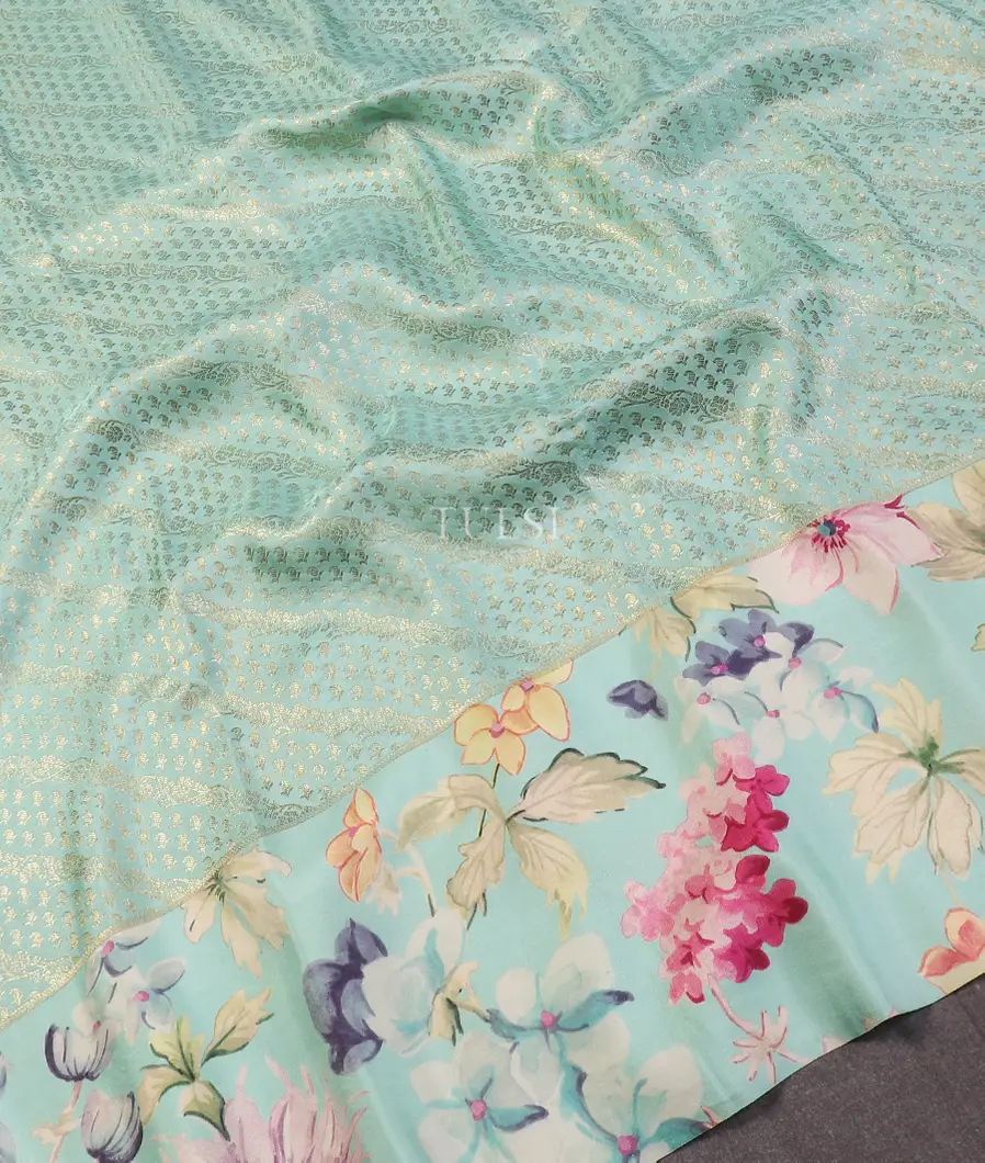 Blue Printed Kanjivaram Silk Saree T5653534