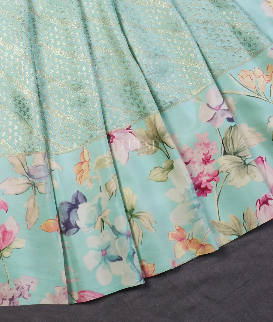 Blue Printed Kanjivaram Silk Saree T5653535