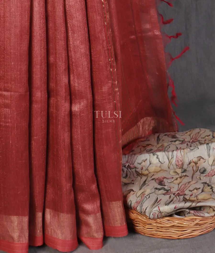 Rust Woven Tussar Saree T4310112
