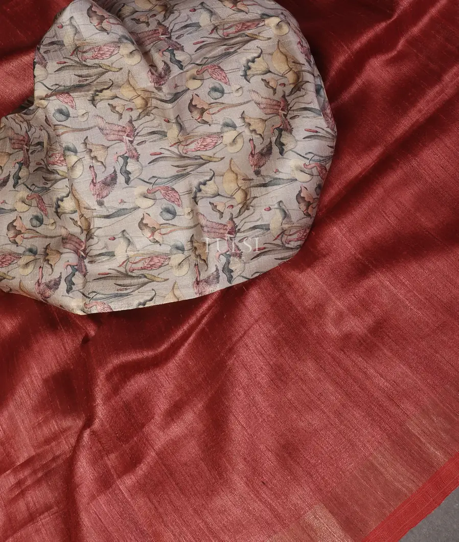 Rust Woven Tussar Saree T4310115