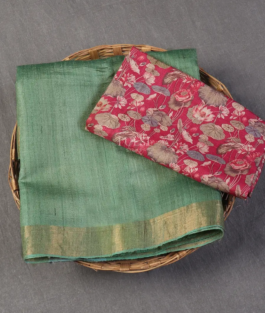 Green Woven Tussar Saree T557183-image