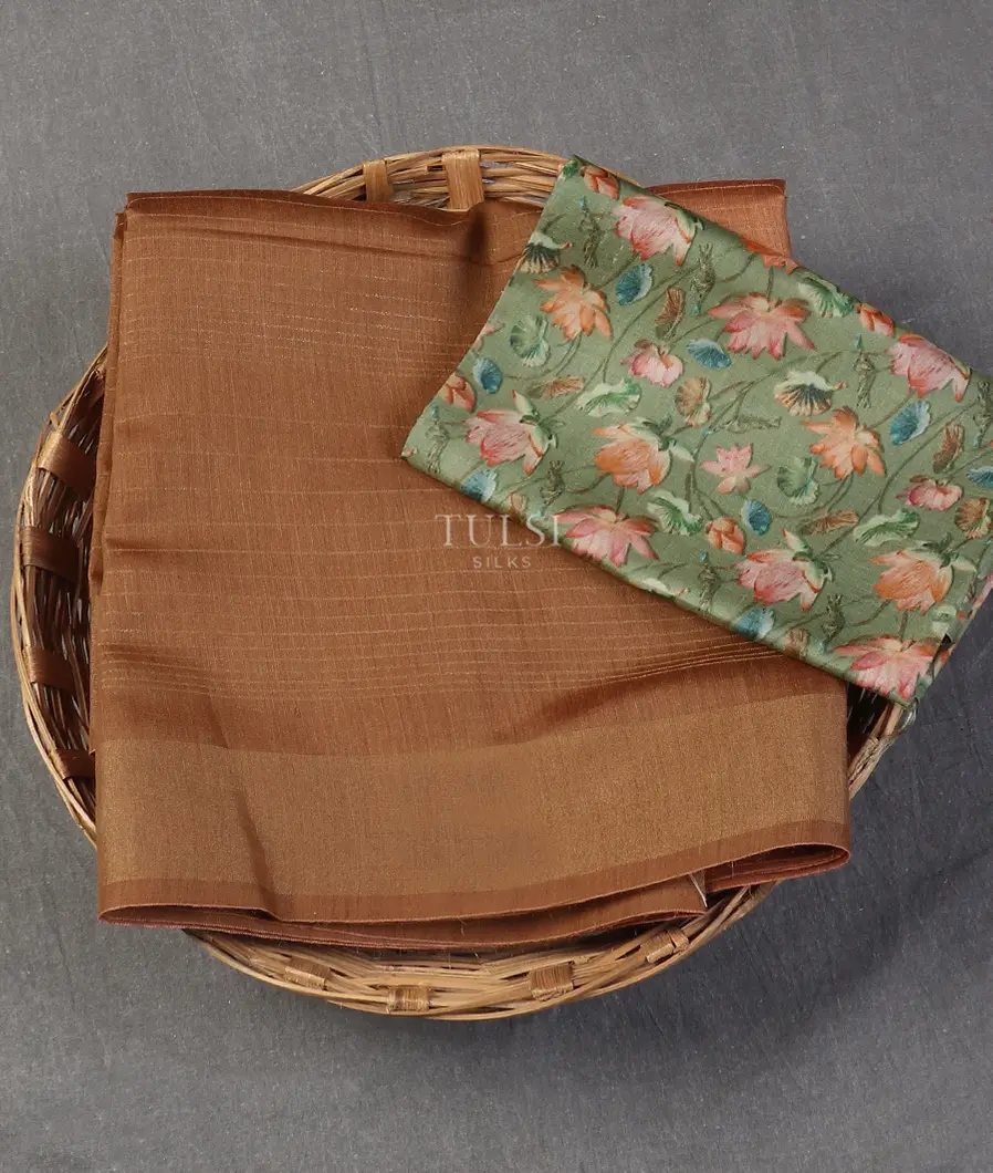 Brown Woven Tussar Saree T558165-image