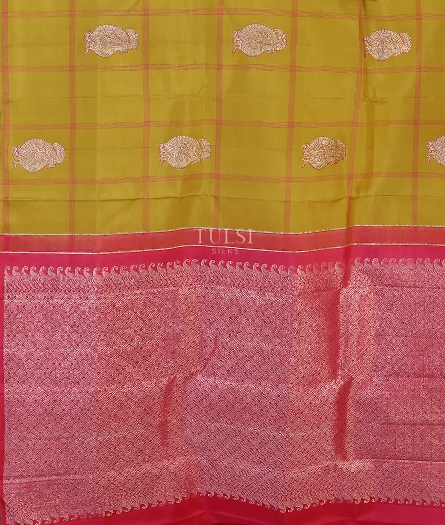 Yellowish Green Kanjivaram Silk Saree T5395894