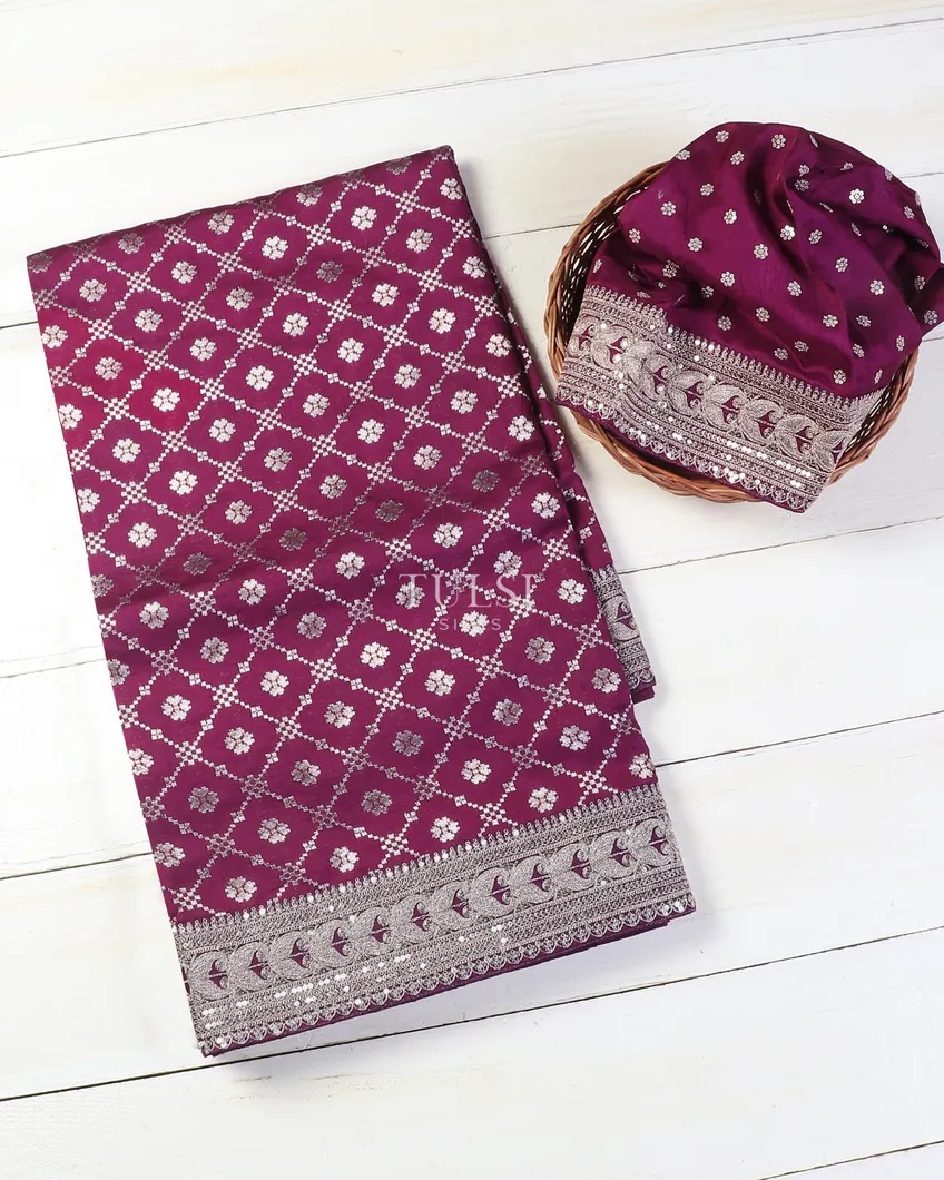 Purple Banaras Viscose Silk Saree T566734-image
