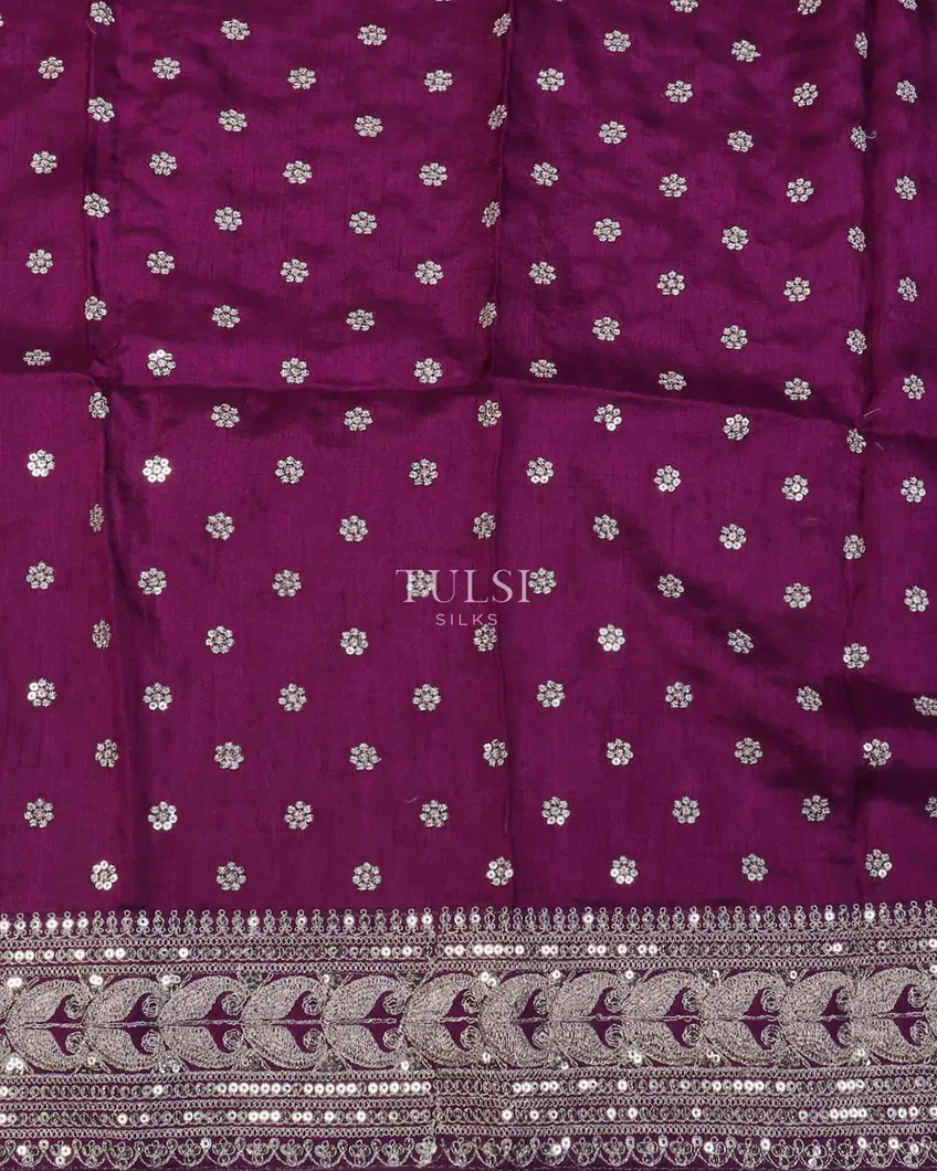 Purple Banaras Viscose Silk Saree T5667343