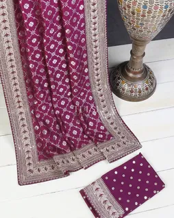 Purple Banaras Viscose Silk Saree T5667344