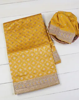 Yellow Banaras Viscose Silk Saree T5667371