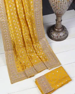Yellow Banaras Viscose Silk Saree T5667374