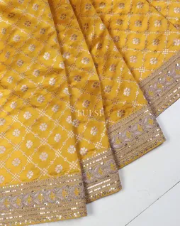 Yellow Banaras Viscose Silk Saree T5667375