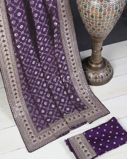 Purple Banaras Viscose Silk Saree T5667364