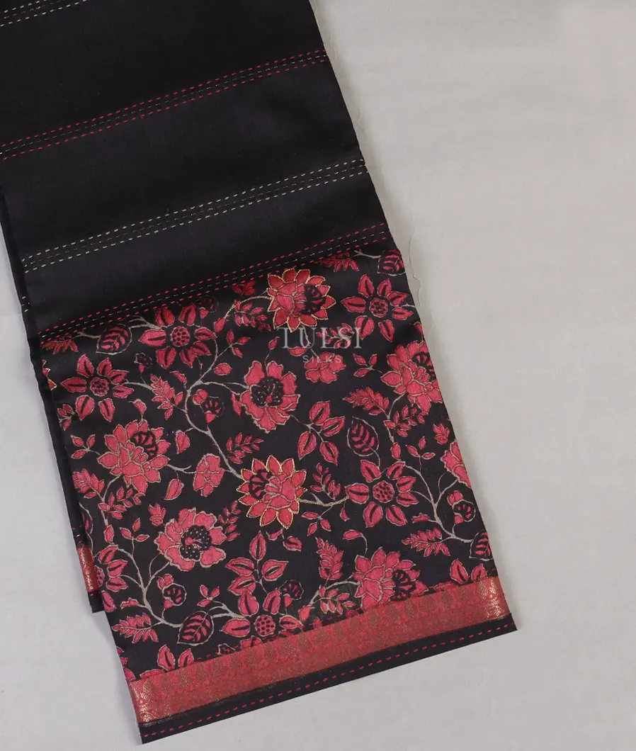 Black Tussar Printed Saree T555483-image