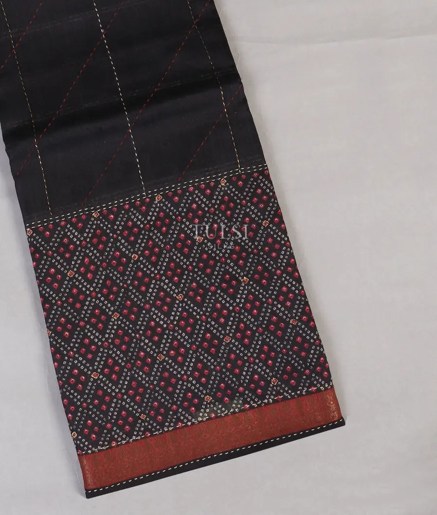 Black Tussar Printed Saree T555480-image
