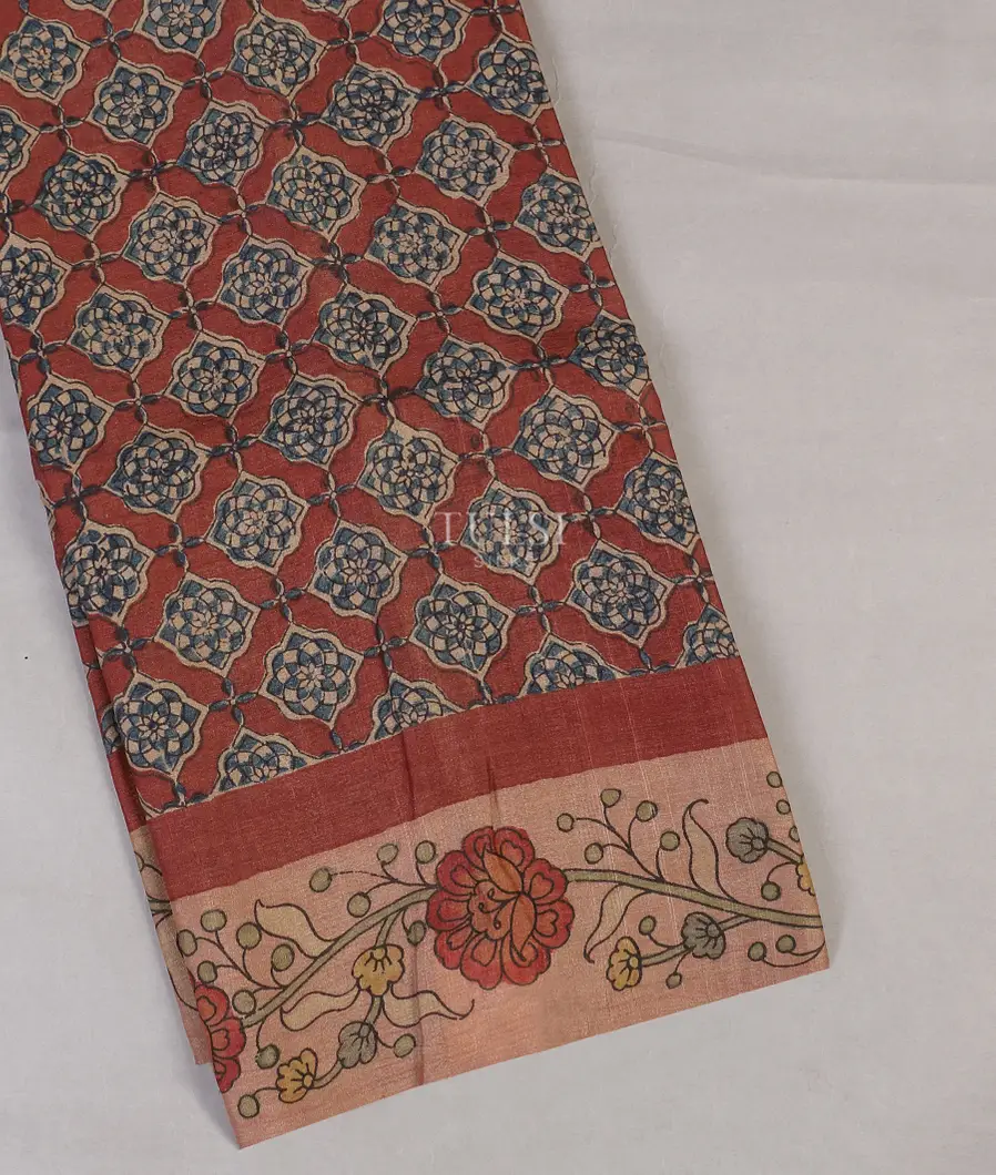 Brown Tussar Kalamkari Saree T560044-image