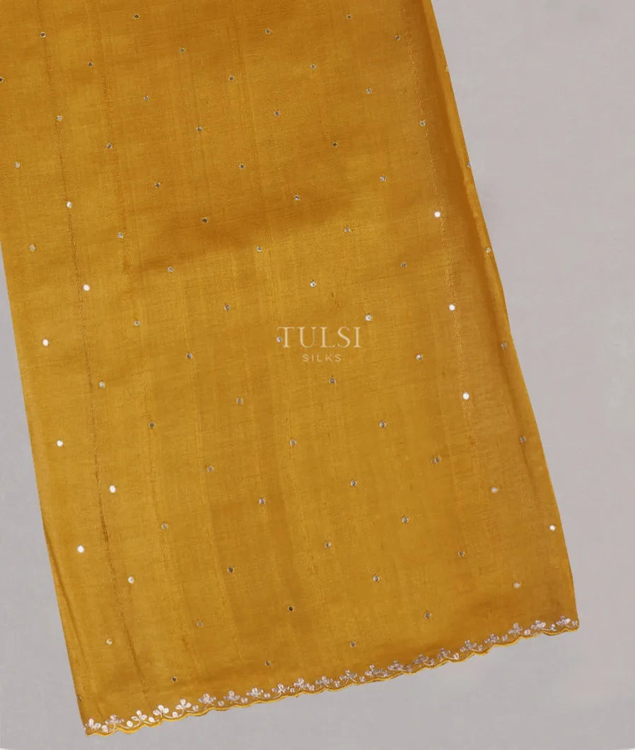 Yellow Tussar Embroidery Saree T565149-image
