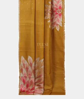 Yellow Tussar Embroidery Saree T5651492