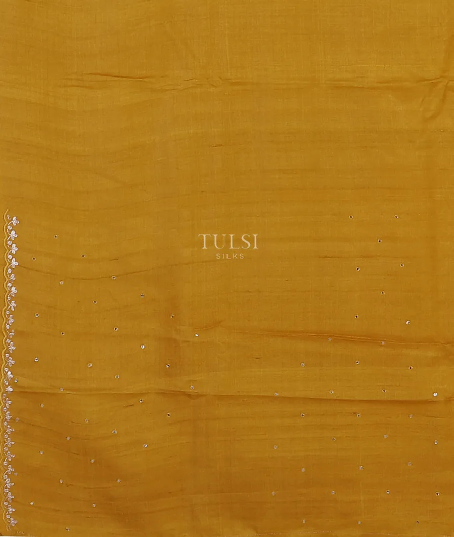 Yellow Tussar Embroidery Saree T5651493