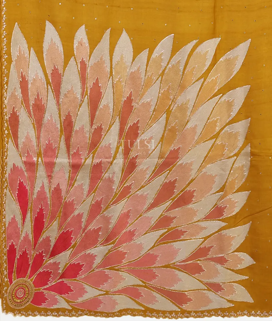 Yellow Tussar Embroidery Saree T5651494