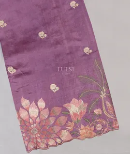 Lavender Tussar Embroidery Saree T5628961