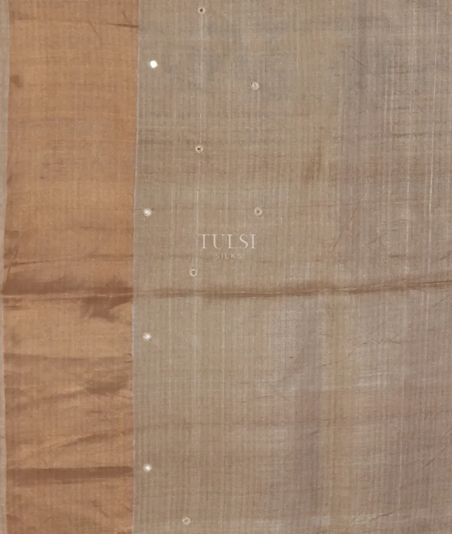 Brownish Grey Tussar Printed Saree T5580243