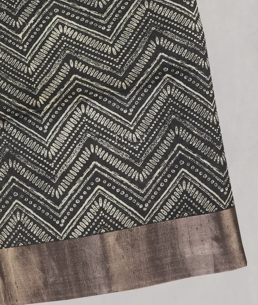 Black Tussar Printed Saree T488193-image