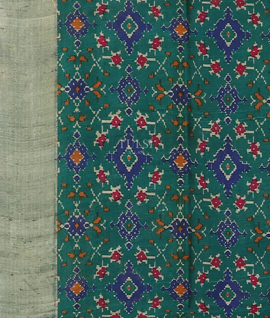 Green Tussar Printed Saree T5609653