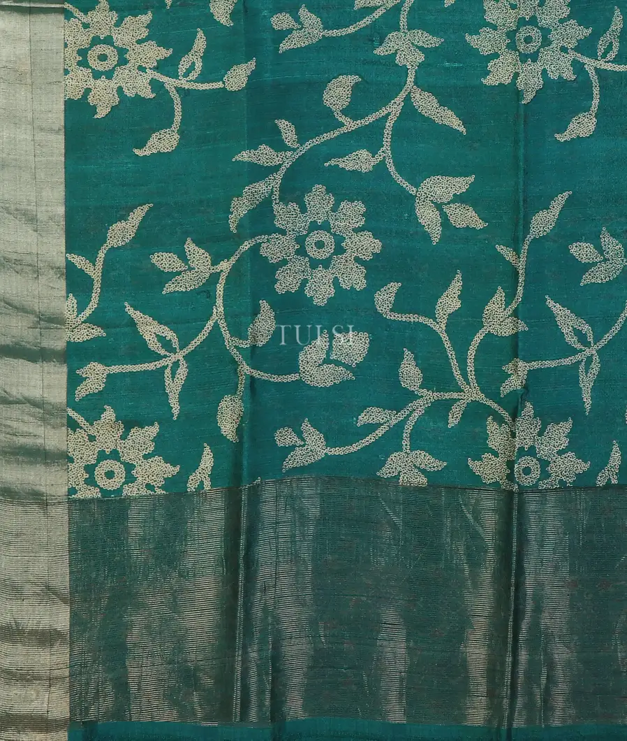 Green Tussar Printed Saree T5609654