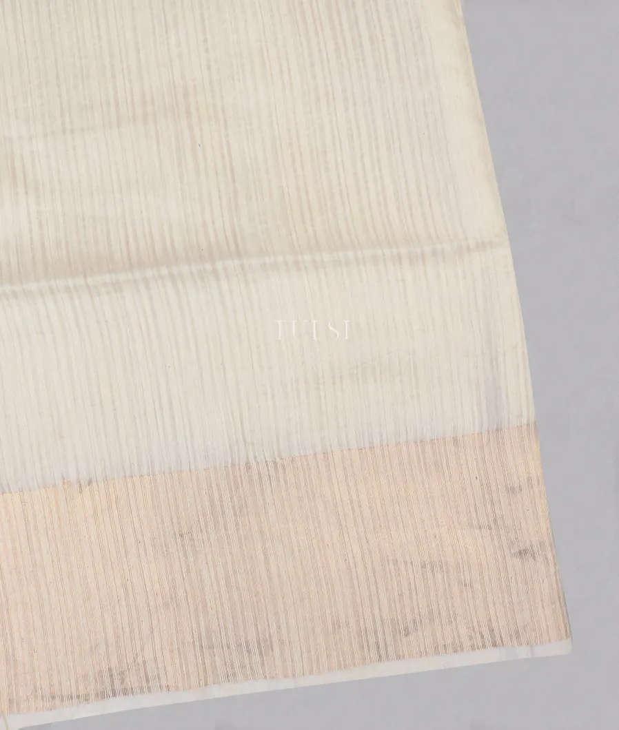 White Handwoven Tussar Saree T512397-image
