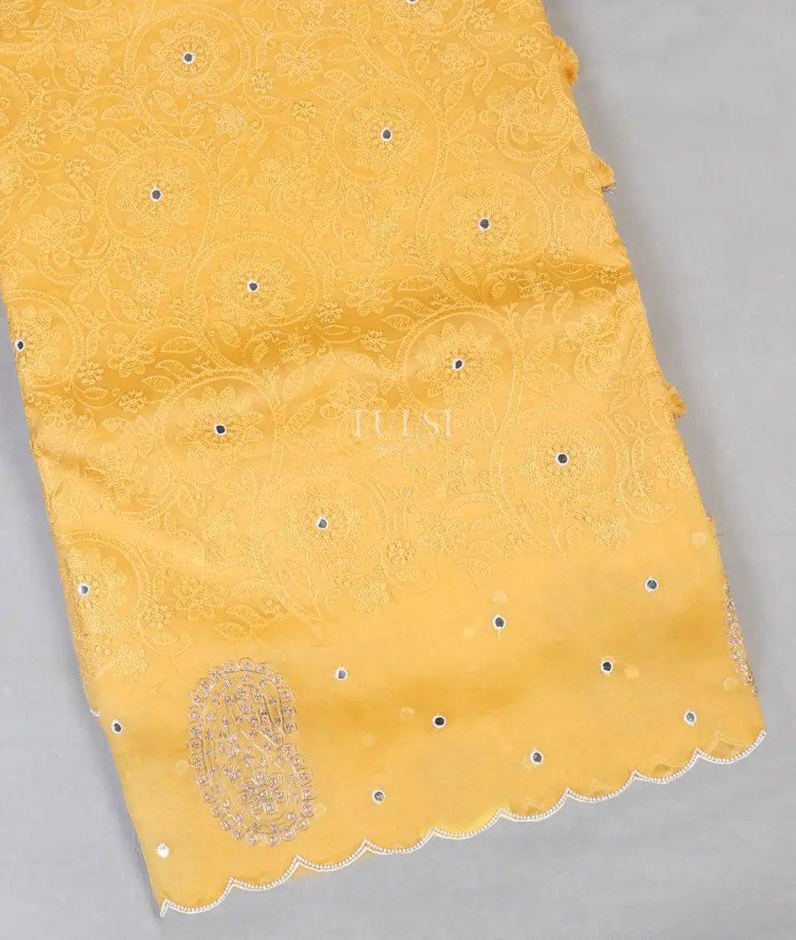 Yellow Kora Organza Embroidery Saree T564828-image
