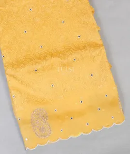 Yellow Kora Organza Embroidery Saree T5648281