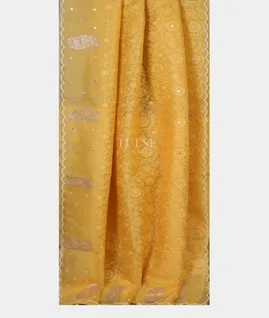 Yellow Kora Organza Embroidery Saree T5648282