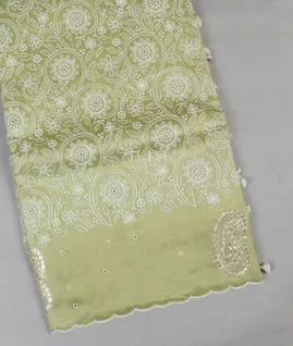 Light Green Kora Organza Embroidery Saree T5648291