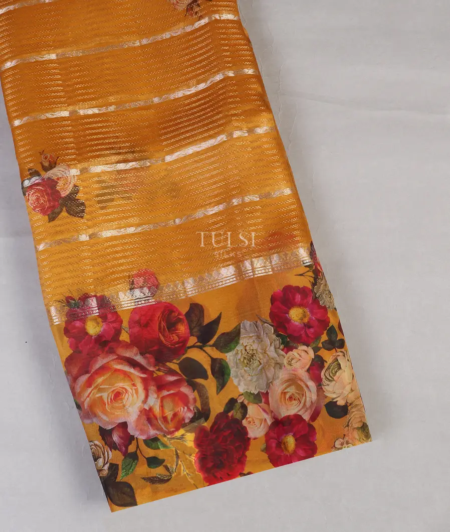Yellow Kora Organza Printed Saree T558918-image