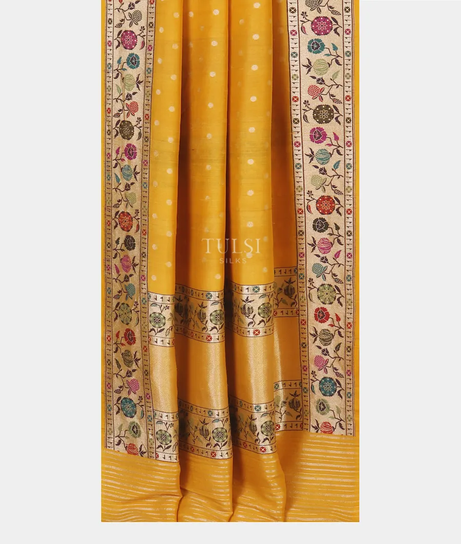 Yellow Banaras Tussar Georgette Saree T5213692