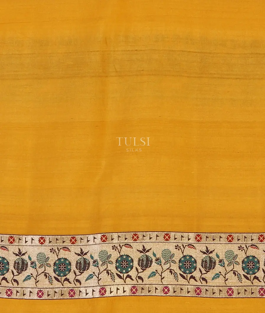 Yellow Banaras Tussar Georgette Saree T5213693