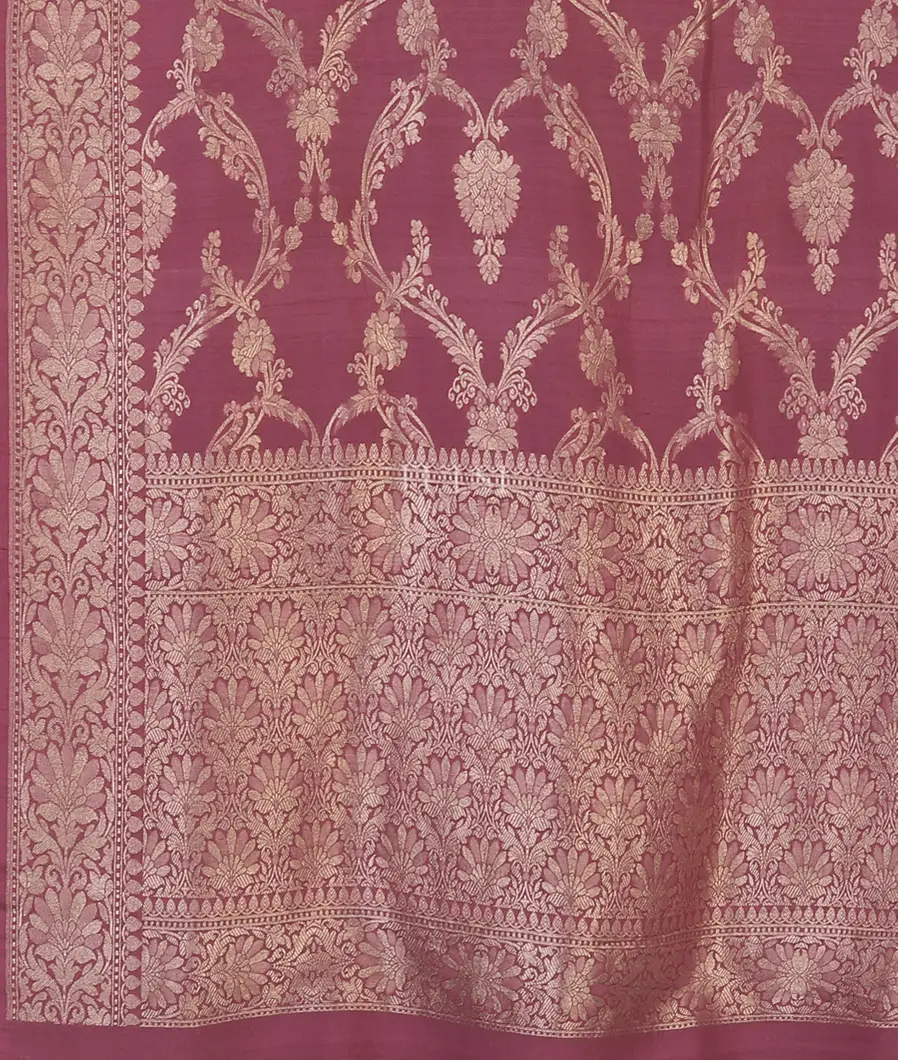 Purple Banaras Tussar Georgette Saree T3727424