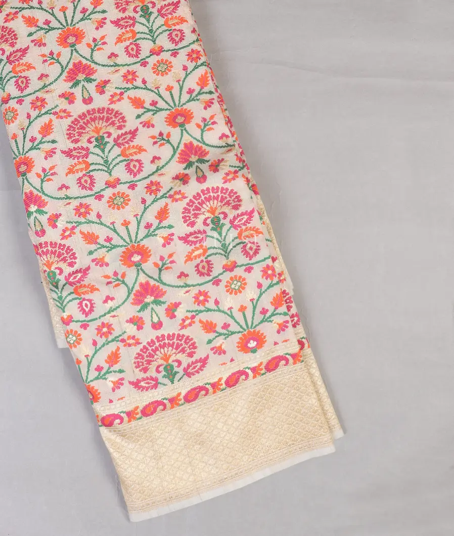 Off-White Tussar Georgette Saree T554267-image