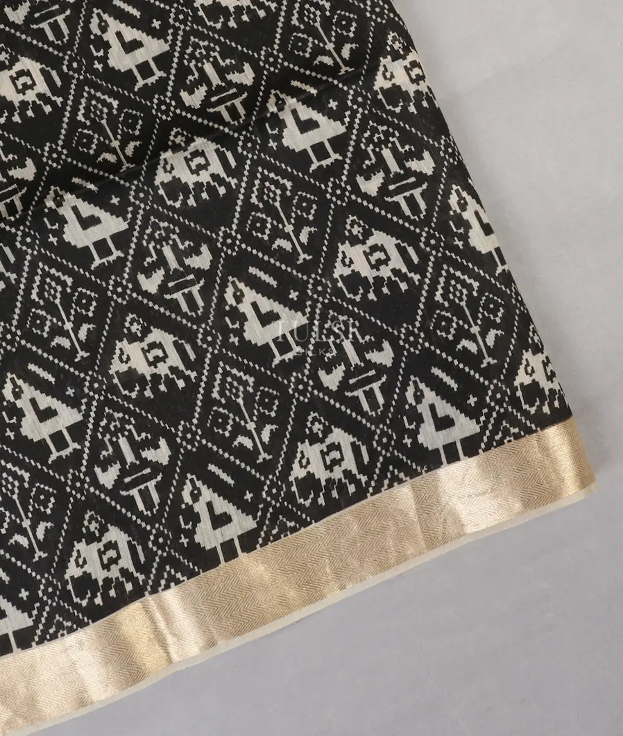 Black Tussar Printed Saree T532190-image
