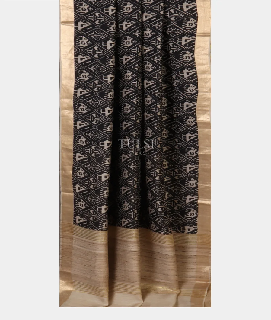 Black Tussar Printed Saree T5321902