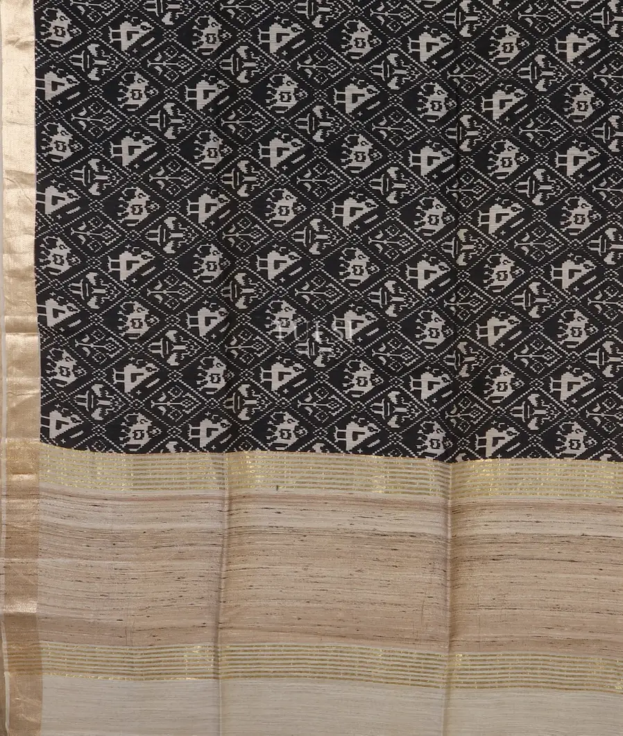 Black Tussar Printed Saree T5321904