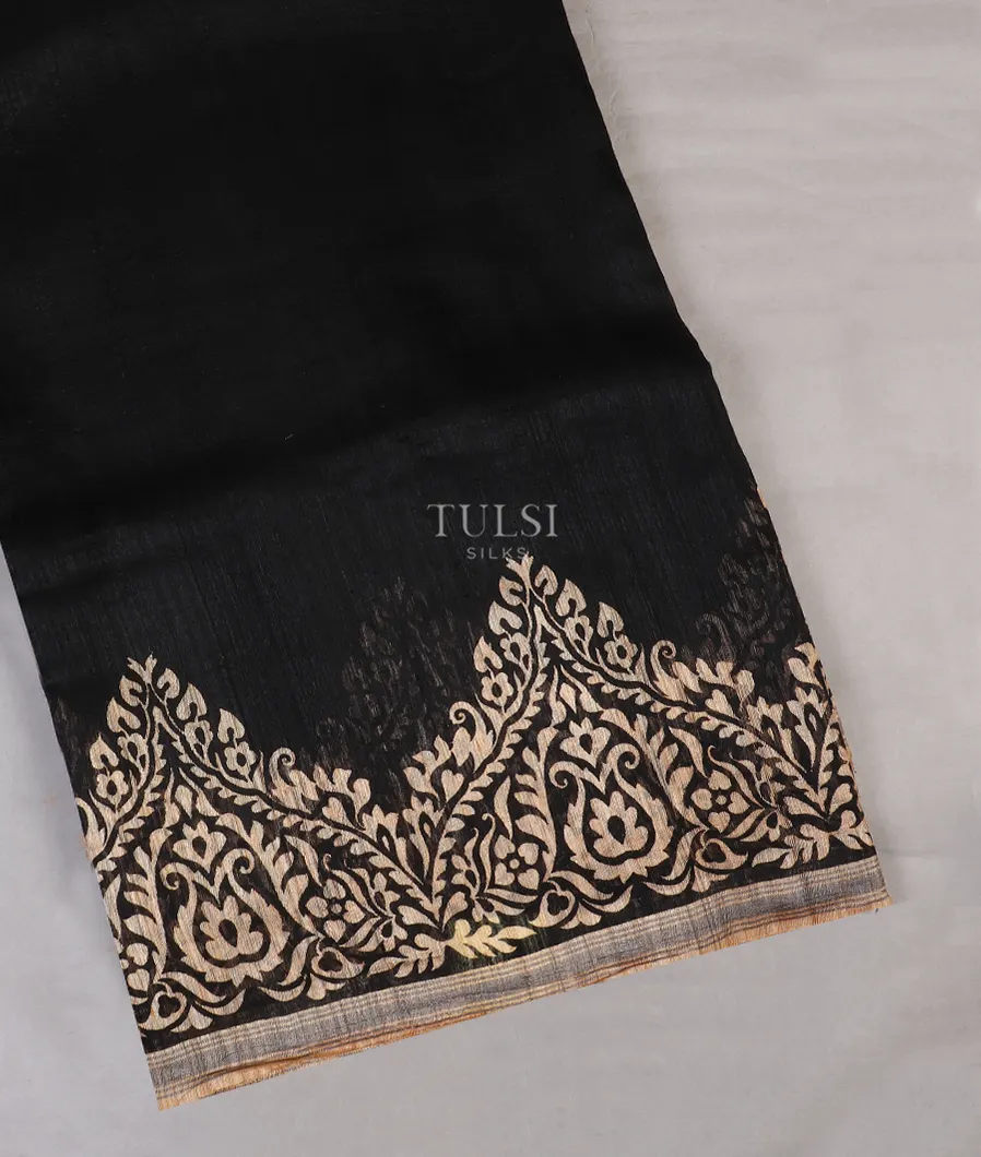 Black Tussar Printed Saree T563458-image