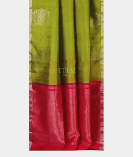 Green Woven Raw Silk Saree T5395252