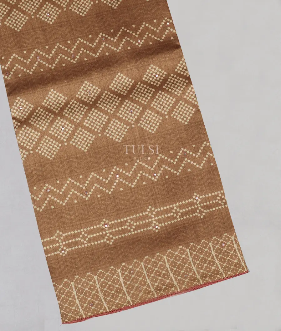 Brown Tussar Printed Saree T558609-image