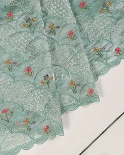 Blue Kora Tissue Organza Embroidery Saree T5644424
