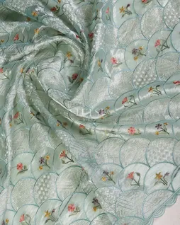 Blue Kora Tissue Organza Embroidery Saree T5644425